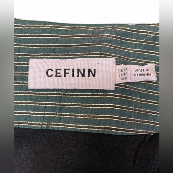 CEFINN Striped Metallic Green sparkly Voile Wrap Top - Picture 4 of 5